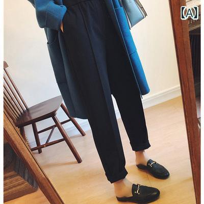 パンツ レディース 秋冬 高腰 毛呢 カジュアルパンツ ゆったり テーパードパンツ あったか 防寒 ポケッ..