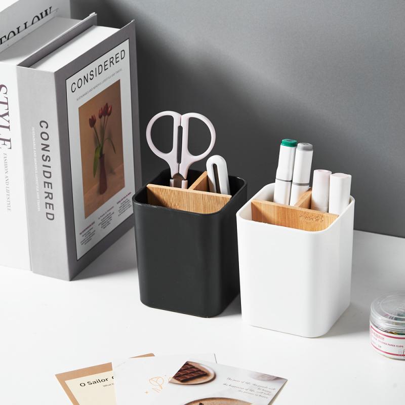 ペン立て 文房具収納 デスクオーガナイザー 竹製 卓上収納ケース 小物入れ リモコンラック 歯ブラシス..