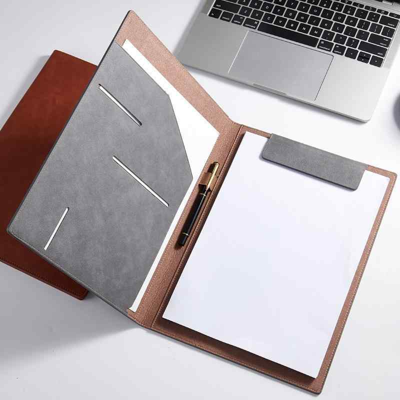 ファイル バインダー A4 レザー クリップボード 学生 契約書 事務用品 ブラウン ブルー ブラック グレ..