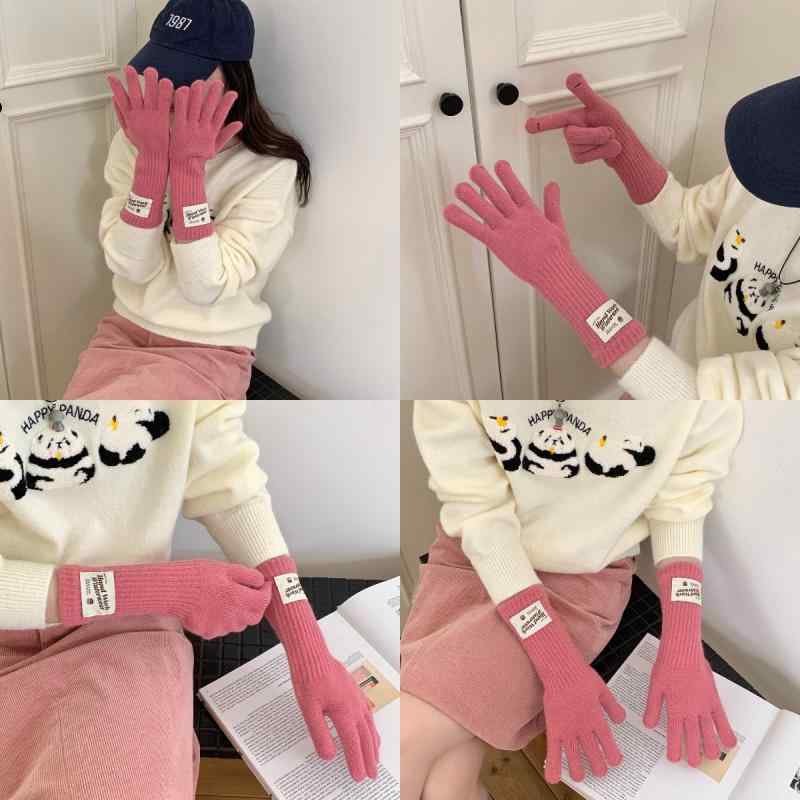 手袋 レディース スマートフォン対応 ニット手袋 防寒 グローブ 5本指 フィンガーレス グローブ 無地 ..