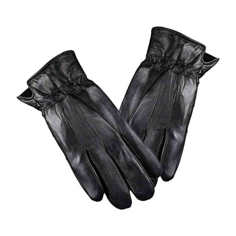 手袋 男性用 羊革 レザーグローブ バイク グローブ 秋冬 防寒 暖かい 防風 漆塗り 黒
