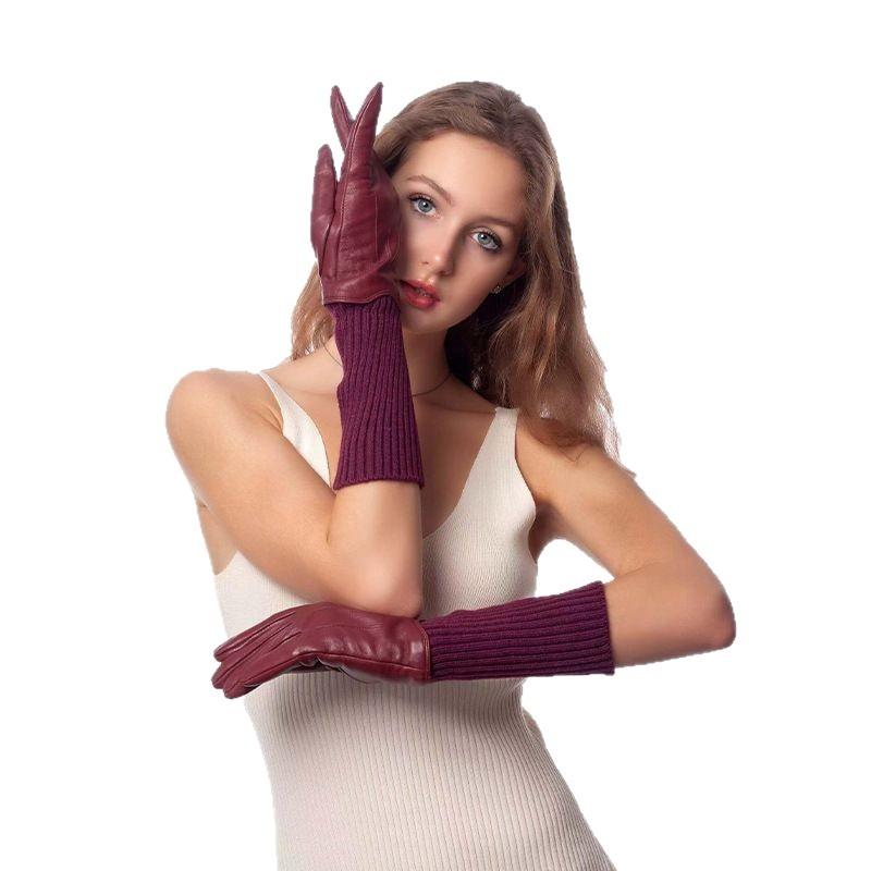 手袋 レディース 女性用 スマホ対応 シープスキン グローブ ニット裏地 秋冬 防寒 暖かい 本革 ラムレザー 手袋 ブラック ワインレッド ブラウン オリーブ