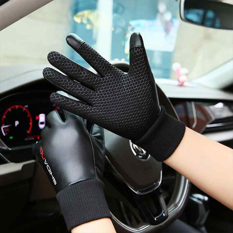 手袋 男性用 女性用 バイク グローブ レザー 秋冬 防寒 防風 PU 暖か ライディンググローブ