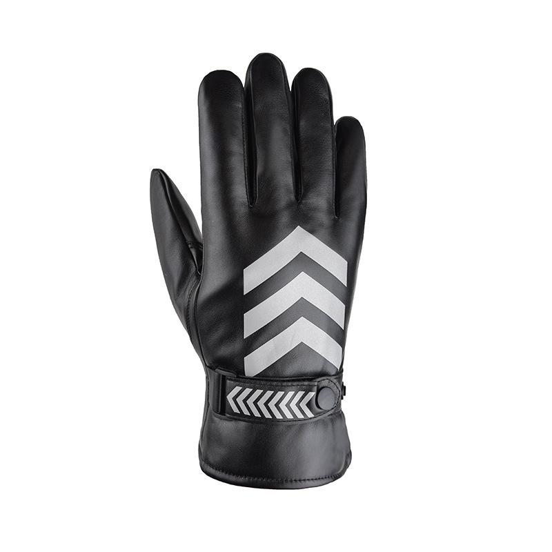 手袋 男性用 防水 防風 PUレザー 裏起毛 保温 タッチスクリーン 手袋 夜光 矢印 幾何学模様 バイク ア..