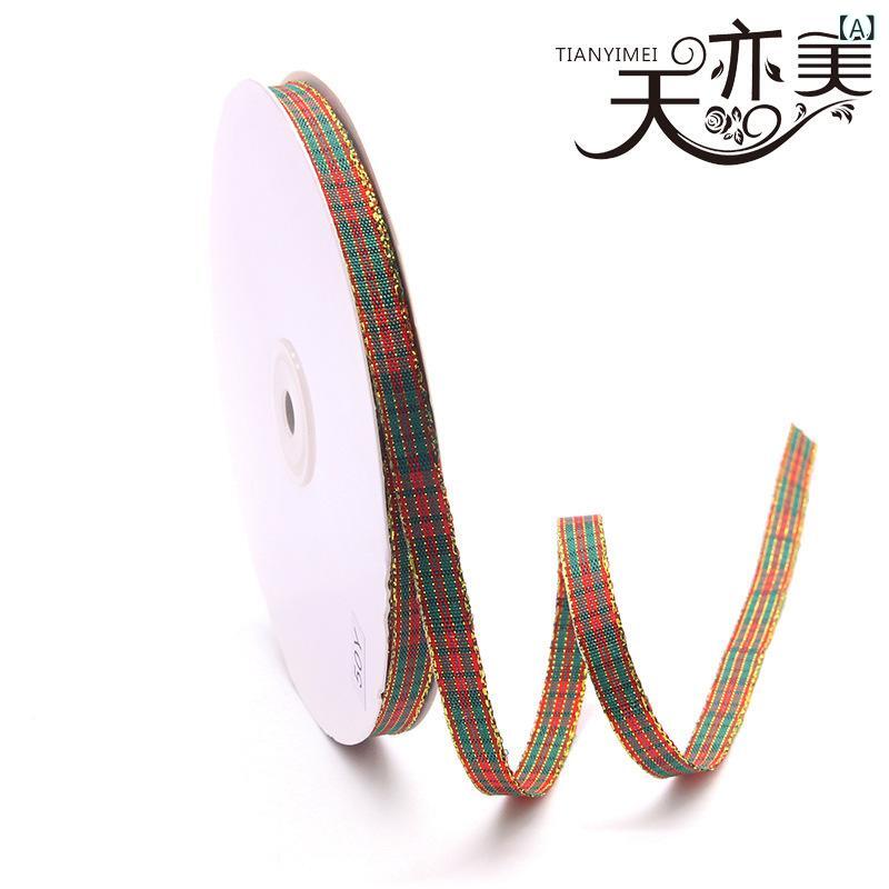 リボン クリスマス デコレーション 赤 緑 格子柄 ストライプ 金縁 1cm 1.5cm 2cm 2.5cm 4cm 服飾 包装 花束 結婚式 ハロウィン ギフ...