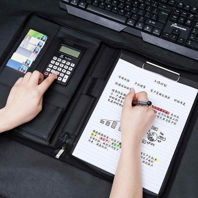 A4 バインダー 多機能 ジッパー付き ノート 事務書類ケース レザー 販売契約書 ファイル 収納 ホルダー