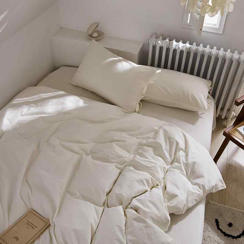 布団カバー シングル 春夏 全綿 水洗い キルト コットン ベッド用品 寝具 大方格 無地 肌触り