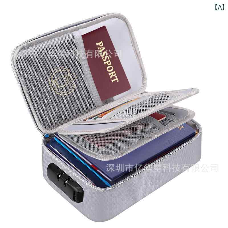 書類ケース 防火バッグ 貴重品 収納ケース 耐火 ダブルファスナー ロック付き 証拠書類 通帳 印鑑