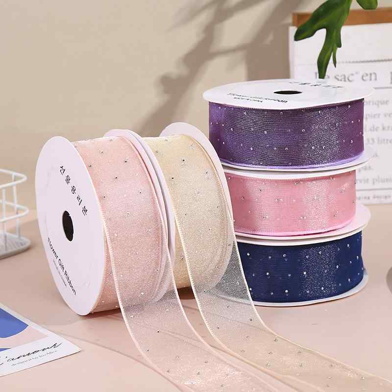 ヘアアクセサリー レディース 髪飾り シルク 蝶結び DIY 服飾雑貨 服 花材 ギフト包装 オーガンジー リ..