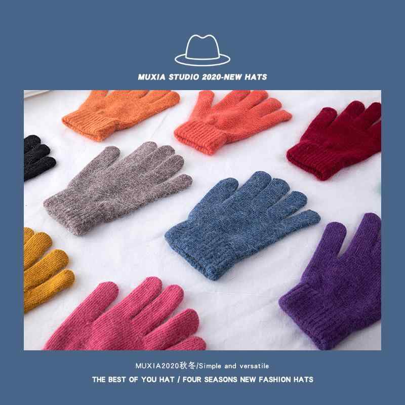 手袋 レディース 女性用 ins風 百搭 手袋 羊毛 防寒 かわいい 分指手袋 自転車 バイク 宝藍 黒 湖藍 黄..