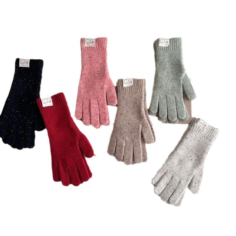 手袋 レディース 女性用 ウール混紡 ニット手袋 スマートフォン対応 防寒 暖かい 天藍色 米色 粉红色 ..
