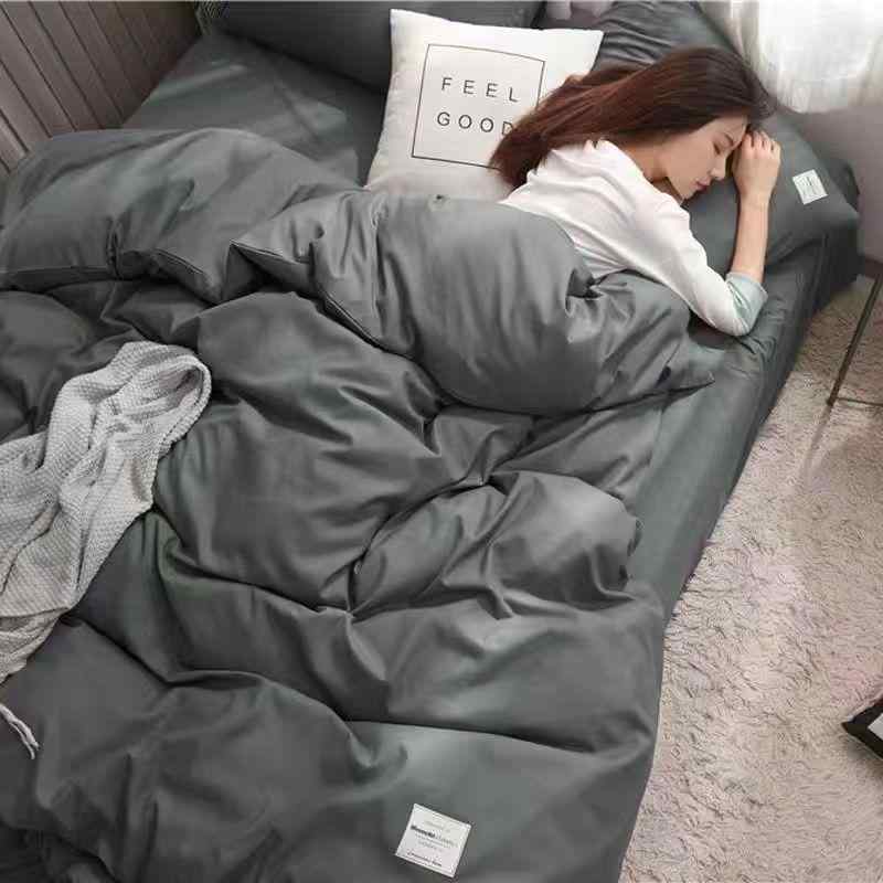 布団カバーセット レディース 寝具 4点セット ベッドシーツ ポリエステル 桃色系 青色系 灰色 黄色 赤..