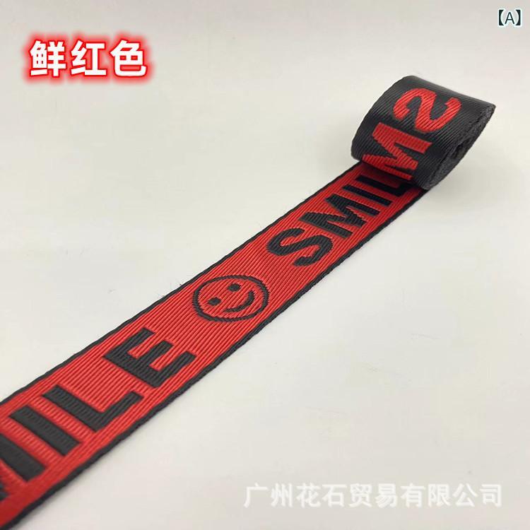 織帯 スマイル柄 ナイロン風 2.5cm幅 服飾 手芸 鞄 カバン ストラップ DIY 蛍光色 パステルカラー