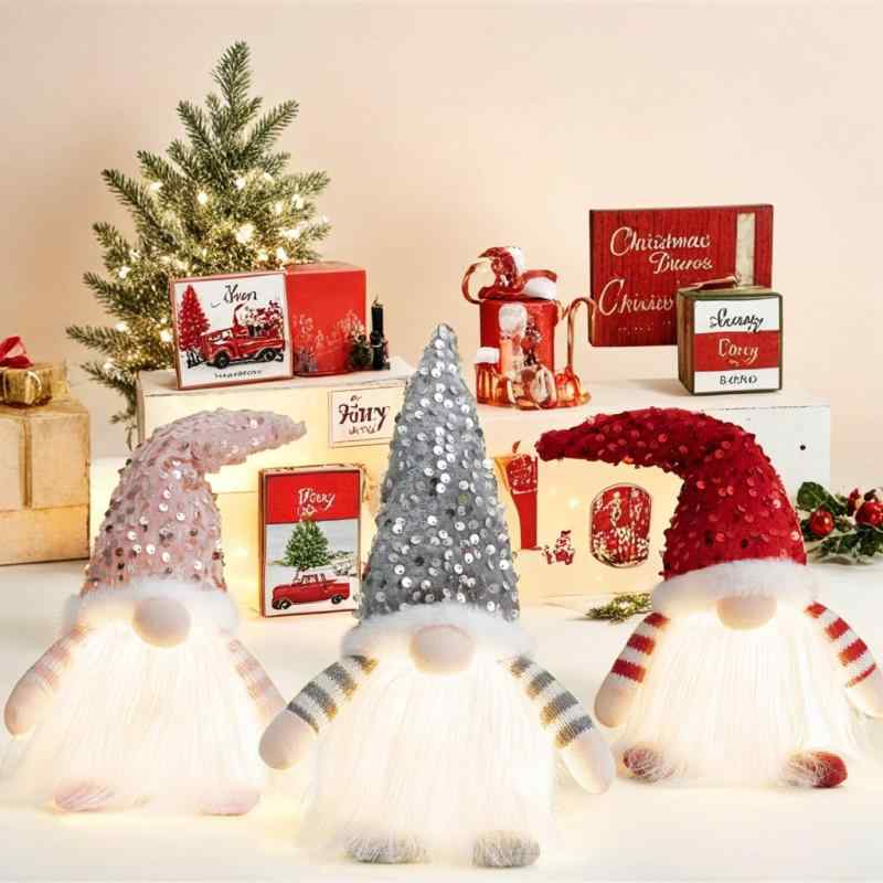 クリスマス デコレーション 光る 人形 クリスマスドール トムテ ニッセ ノーム 妖精 オブジェ ぬいぐる..