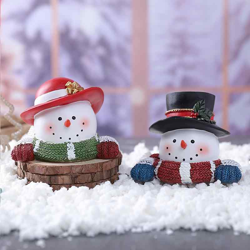 クリスマス 雪だるま 樹脂工芸品 オブジェ 親子 カートーン かわいい 手作り 人形 置物
