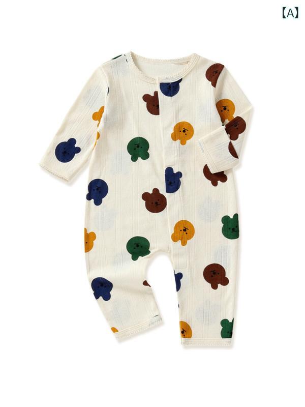 ベビー服 ロンパース Aクラス コットン100% 赤ちゃん パジャマ 長袖 前開き スナップボタン 幼児 乳児 ..