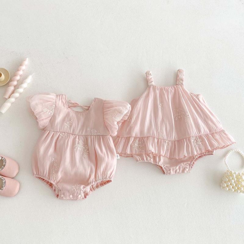 ベビー服 女の子 ワンピース ロンパース ピンク系 コットン ノースリーブ 新生児 赤ちゃん 幼児 かわい..