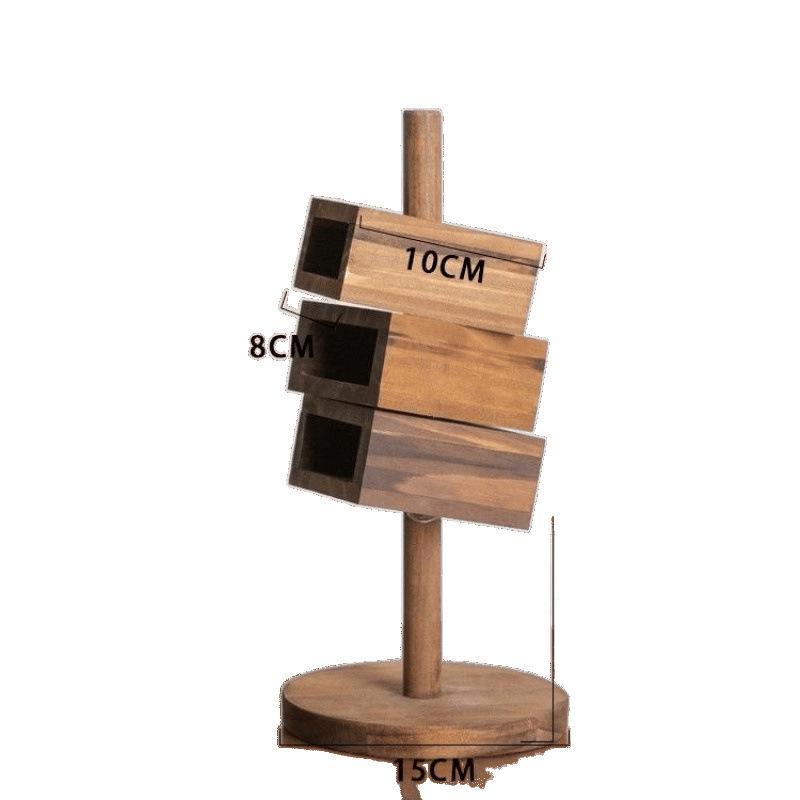 ペン立て 木製 卓上収納 リモコンラック 斜め挿し 中国風 和風 胡桃色 実木色