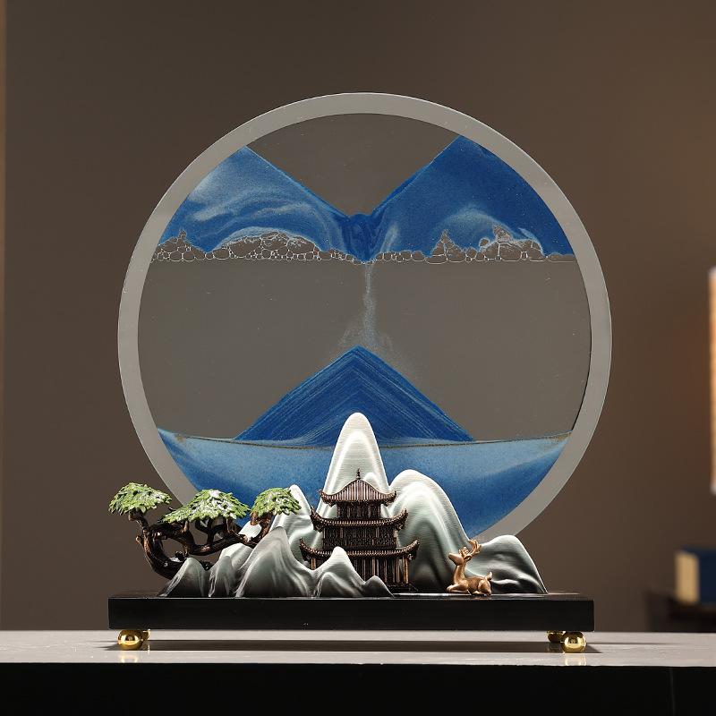 砂時計 インテリア 置物 おしゃれ 樹脂製 流砂 鏡面 癒し オブジェ 卓上 玄関 オフィス リビング ギフト プレゼント(3)