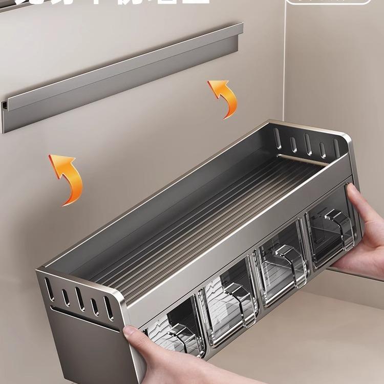 キッチン 調味料ラック 壁掛け スパイスラック 調味料入れ セット 多機能 アルミ製 省スペース 3段 4段..