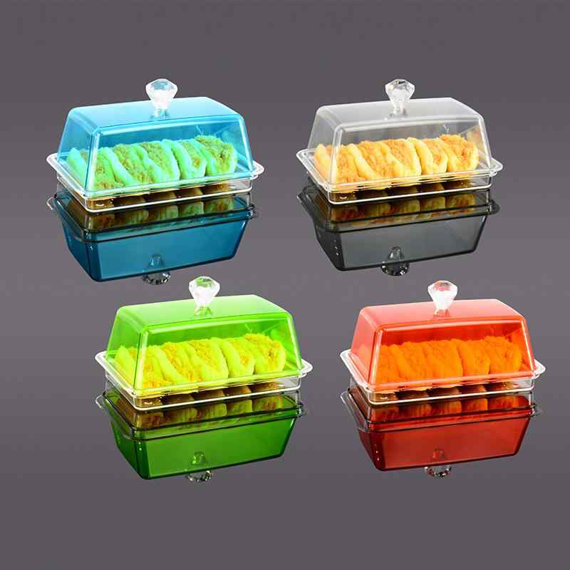 ケーキボックス バターケース 調味料入れ アクリル製 蓋付き 持ち手付き キッチン用品 キャンプ用品 衛..