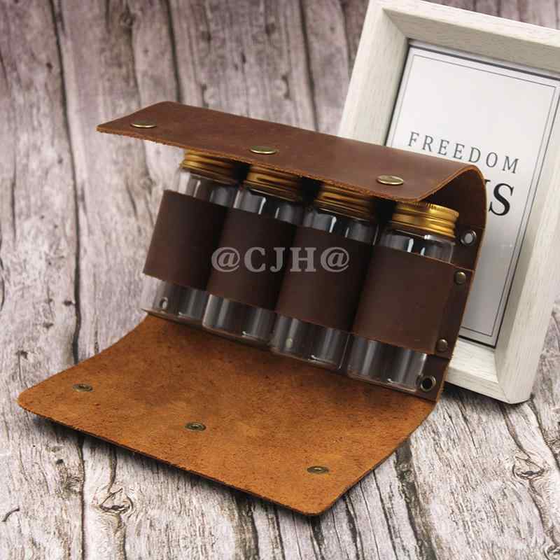 調味料入れ 多機能収納ケース付き 持ち運び便利 アウトドア キャンプ バーベキュー スパイスボトル オイルボトル PU レザー風 ブラウン ブラック ワインレッド