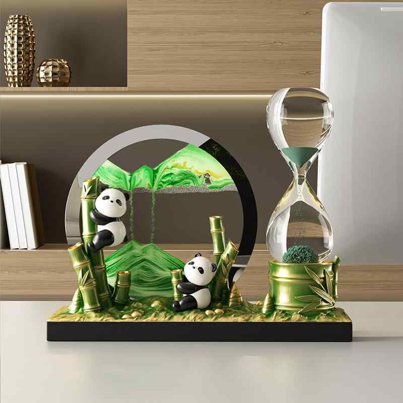 インテリア雑貨 熊猫 パンダ 流砂アート 砂時計 オブジェ デスク 飾り 樹脂製 かわいい おしゃれ 癒し..