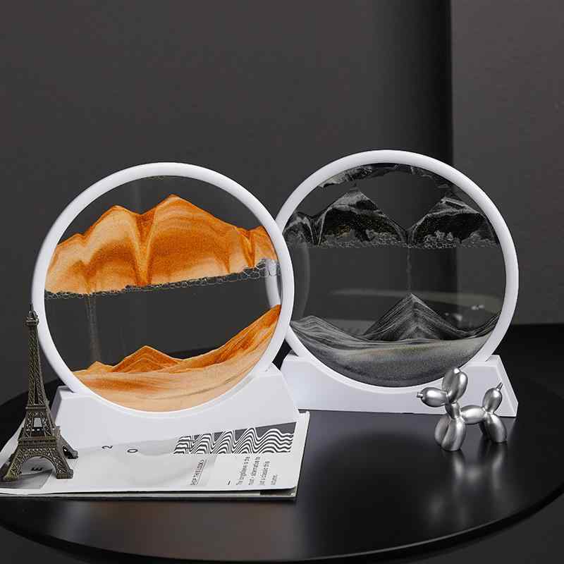 流砂アート 砂時計 3Dアート 置き物 リビング テレビ台 ワイン棚 インテリア 円形 ガラス 卓上