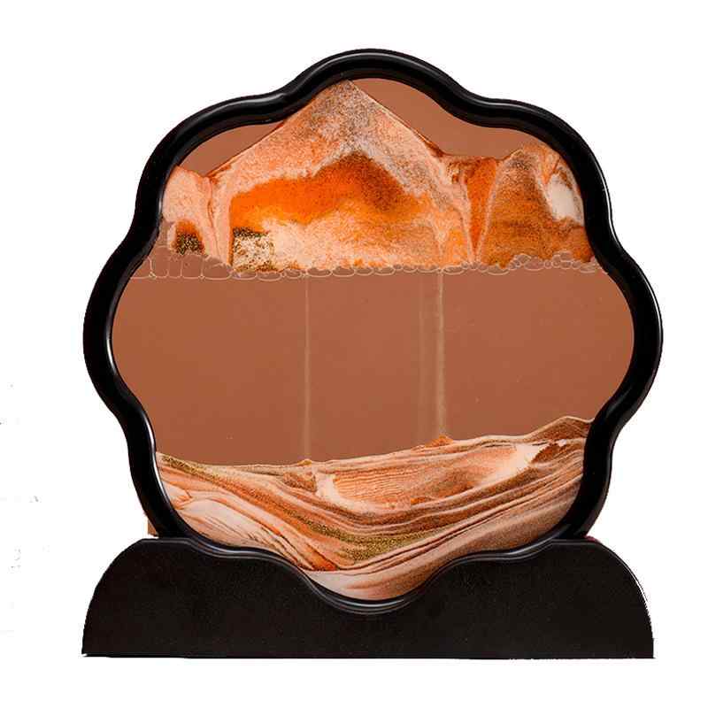 流砂アート 梅の花 砂時計 置き物 インテリア 雑貨 ギフト ブラックフレーム ブルー イエロー ブラック..