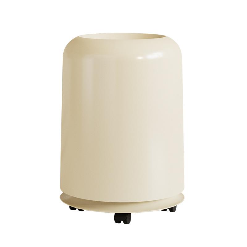 ゴミ箱 レディース かわいい キャスター付き 寝室 リビング トイレ 円筒形 無蓋 クリーム色 ベージュ系..