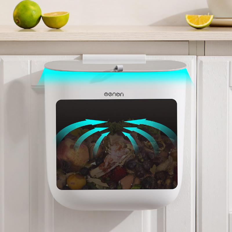 ゴミ箱 壁掛け キャビネット ドア 吊り下げ 収納 ふた付き トイレ キッチン 10L 大容量 プラスチック製 省スペース おしゃれ 清潔 便利(3)