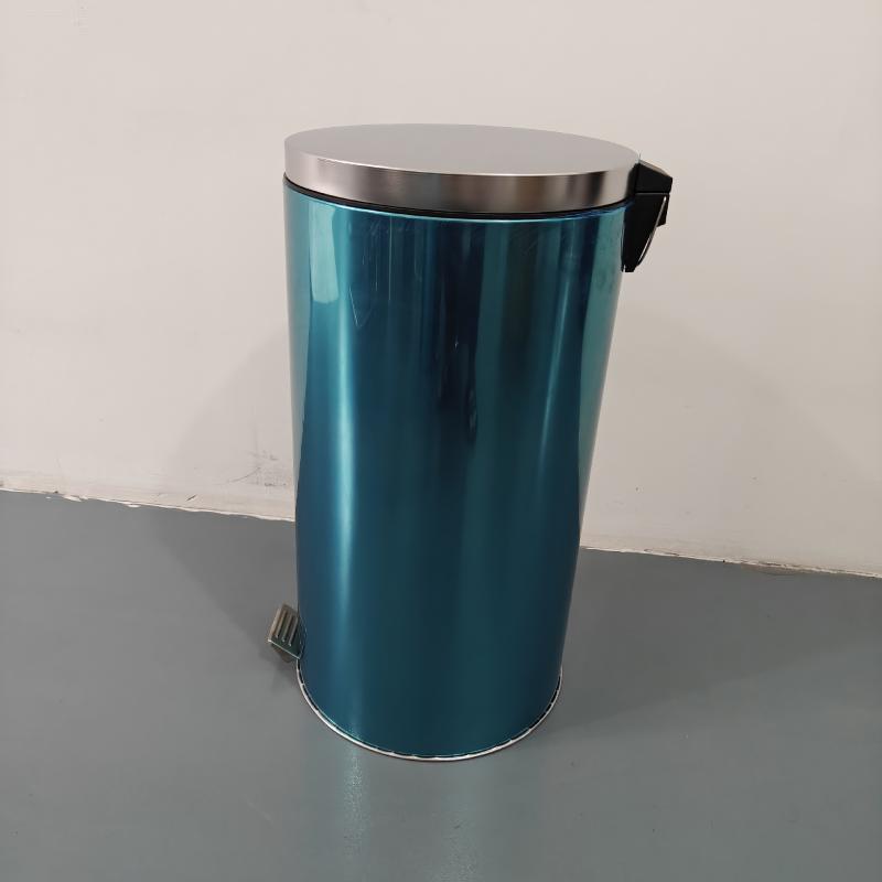 ゴミ箱 50L 大容量 ステンレス製 ペダル式 丸型 亜鉛メッキインナーバケット付き 防火 難燃 業務用 現..