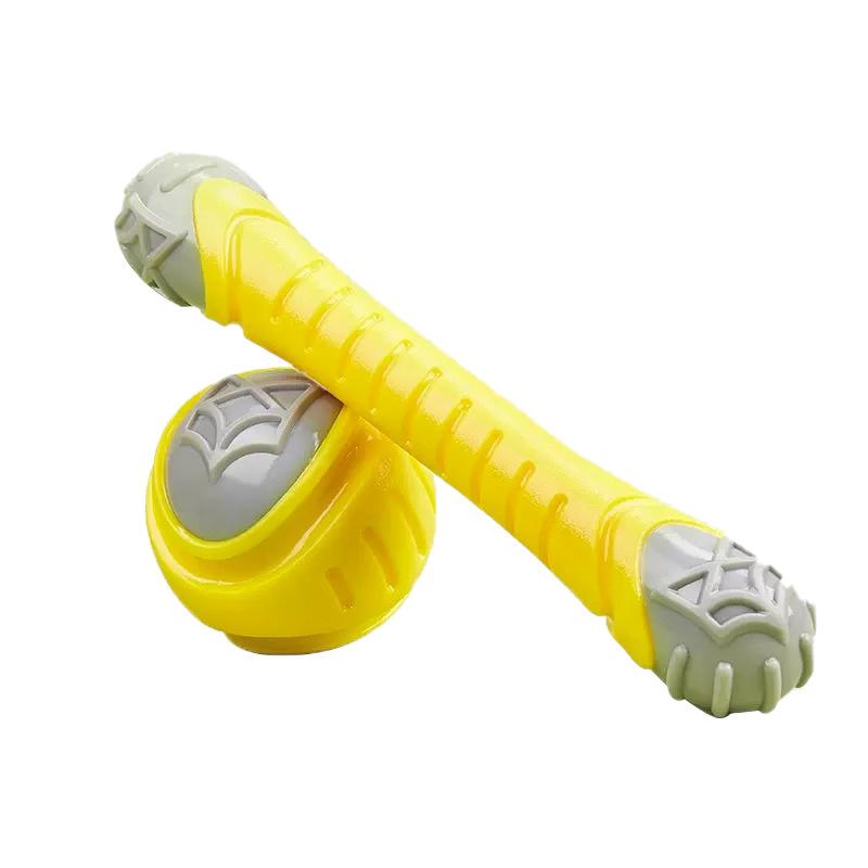 犬用おもちゃ 発声ボール 棍棒 ロープ 遊び用 噛むおもちゃ 訓練用 黄灰色