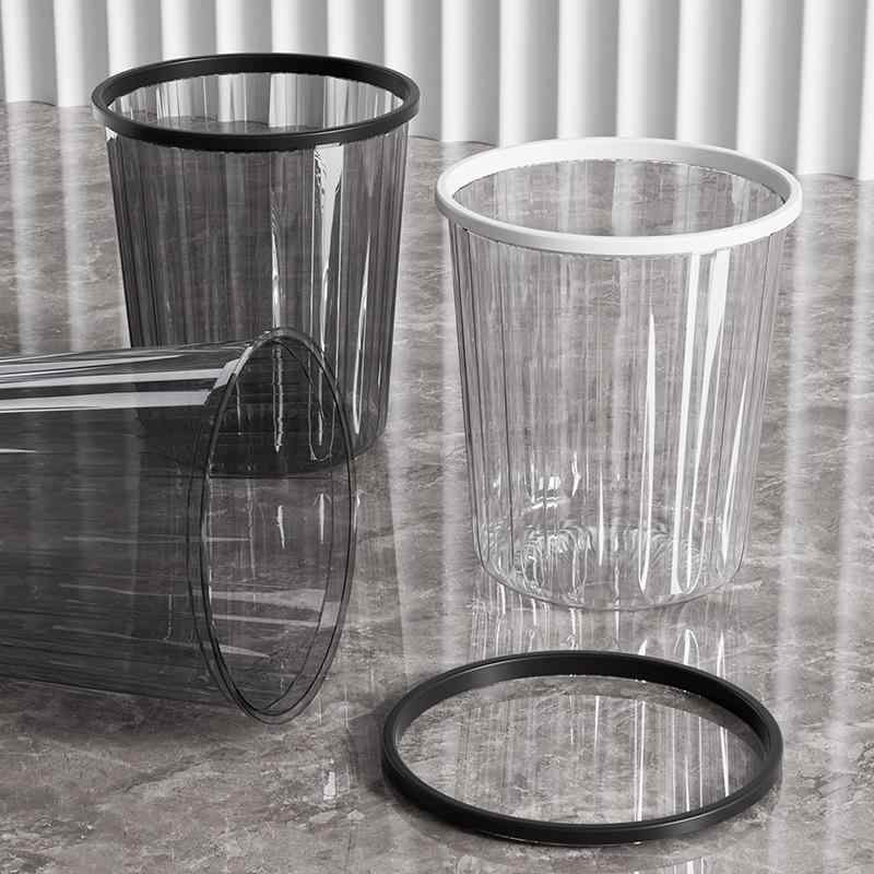 ゴミ箱 家庭用 キッチン トイレ 大容量 寝室 リビング オフィス 蓋なし 屑入れ 円筒形 透明 プラスチッ..