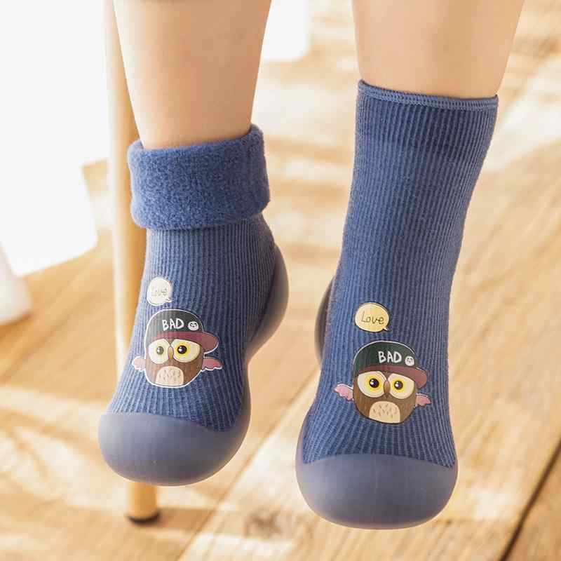靴下シューズ ベビー 加絨 保温 歩行練習靴 子供 ファッション カートゥーン 衝突防止 床暖房対応 滑り止め 履きやすい 快適 男の子 女の子 ピンク系 ブルー イエロー レッド グレー ブラック