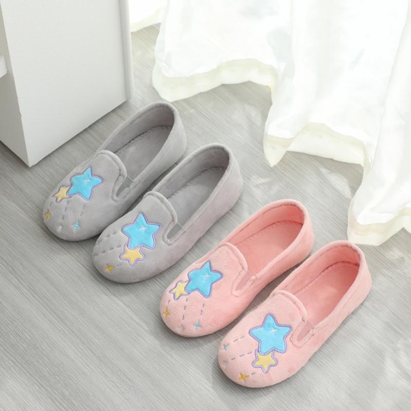 ルームシューズ レディース 秋冬 短毛绒 星柄 スリッパ 暖かい 柔らかい 滑り止め 洗える かわいい 室..