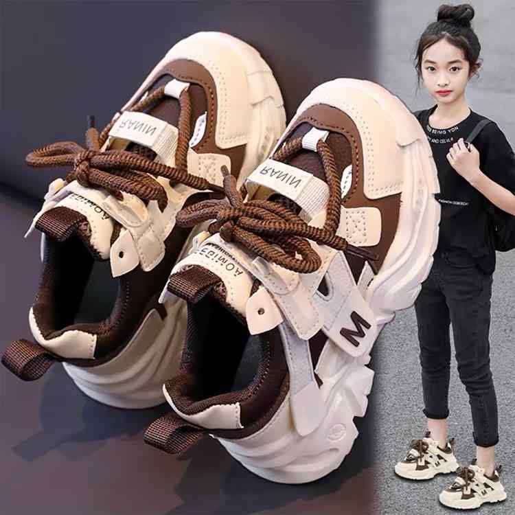 キッズ スニーカー 男の子 女の子 スポーツシューズ 運動靴 軽量 柔らかい靴底 通学 普段使い ベージュ..