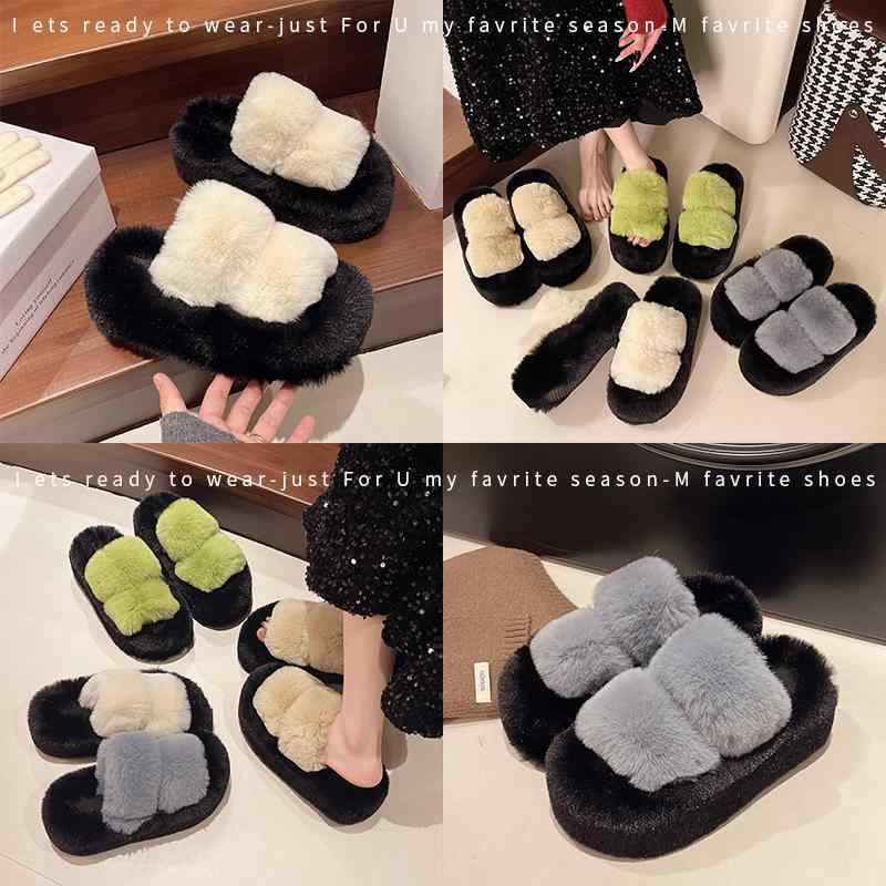 スリッパ レディース 小柄 厚底 7cm 熊猫 パンダ モチーフ ルームシューズ ファー サンダル あったか ..