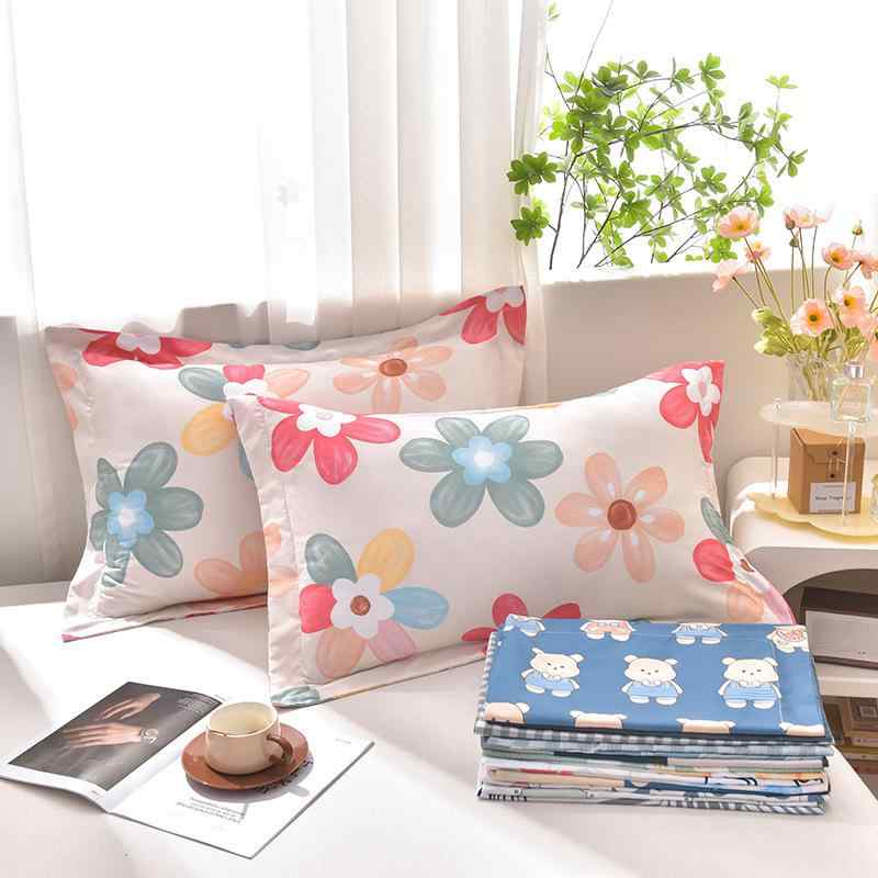 枕カバー 48×74cm ペア ポリエステル 洗える 花柄 学生 子供 大人用 ホームステイ 寮生活