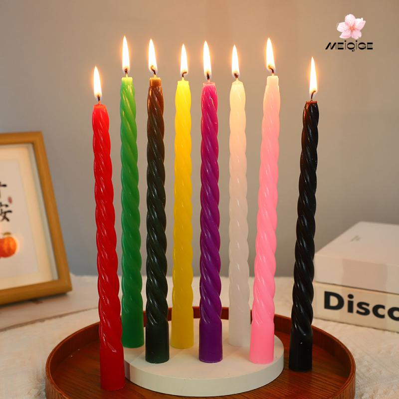 ろうそく 4本セット ヨーロッパ式 スパイラル ツイスト 高見え 非常用 照明 ブラック ホワイト パープ..