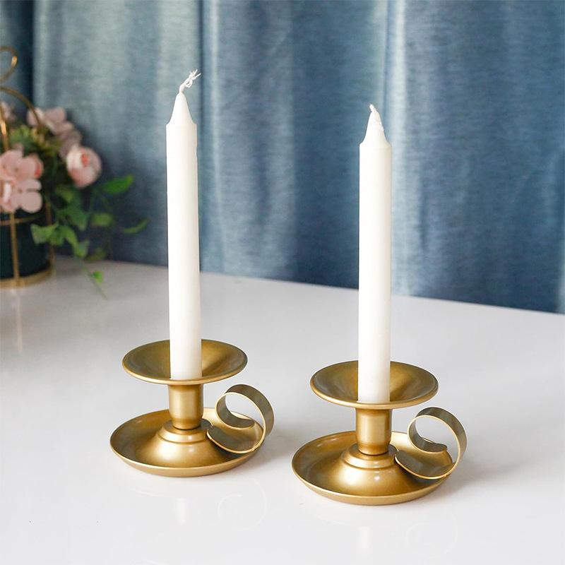 燭台 インテリア雑貨 鉄製 キャンドルスタンド アンティーク調 シャビーシック ゴールド ブラック 2個セット ホームデコレーション 北欧風 レトロ ヨーロピアン 結婚式 誕生日 パーティー ロマンチック(3)