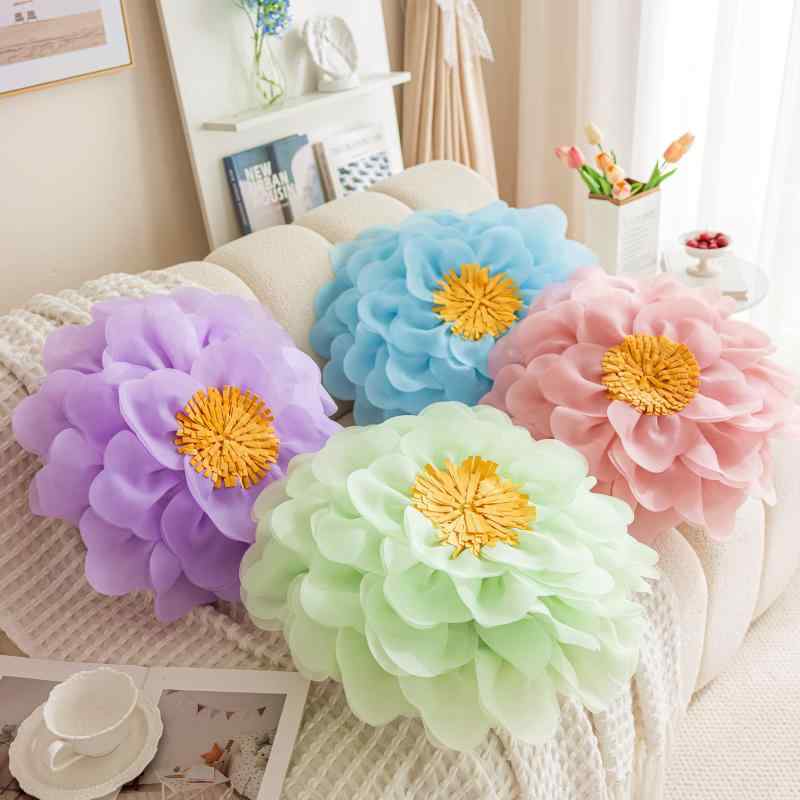 クッションカバー レディース プリンセス風 薄手 オーガンジー 花柄 ソファ ベッドルーム インテリア ..