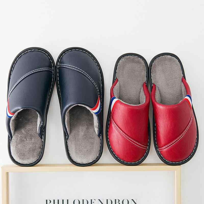 ルームシューズ レディース メンズ 冬用 スリッパ カップル 暖かい 滑り止め 厚底 PUレザー あったか ..