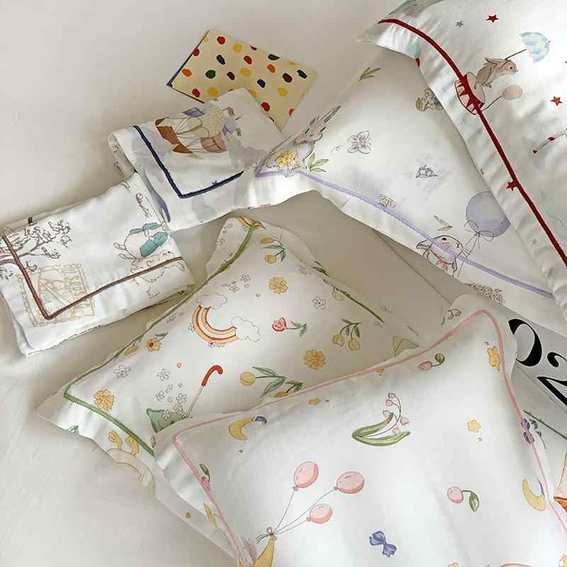 子供 枕カバー 抗菌 再生繊維 &amp; 綿 通気性 吸湿速乾 カートゥーン柄 30×50cm 35×55cm 40×60cm 48×7..