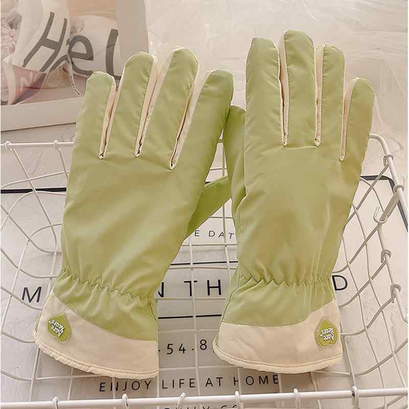 手袋 レディース 防寒 グローブ スマートフォン対応 防風 かわいい 学生 春秋 自転車 バイク 裏起毛 厚手 冬 ピンク系 グリーン グレー 紫 ブルー ブラック ベージュ(4)