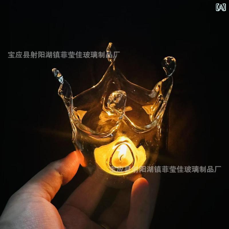 キャンドル 燭台 グラデーション ガラス製 手作り 泡 誕生日 ギフト パーティー 記念日 クリスマス バレンタイン 母の日