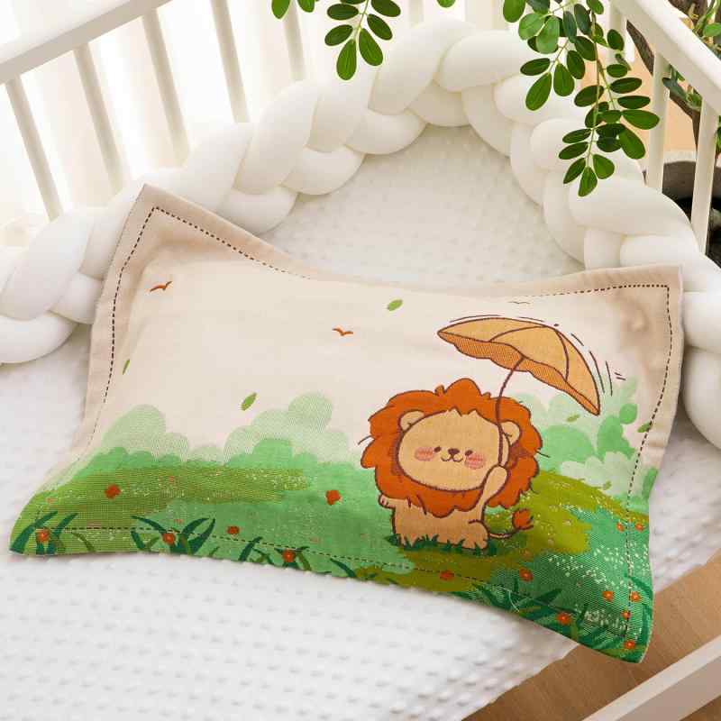 枕カバー キッズ ベビー 40X60cm 綿100% ガーゼ生地 柔らかい かわいい アニマル柄 子供 赤ちゃん 枕カ..