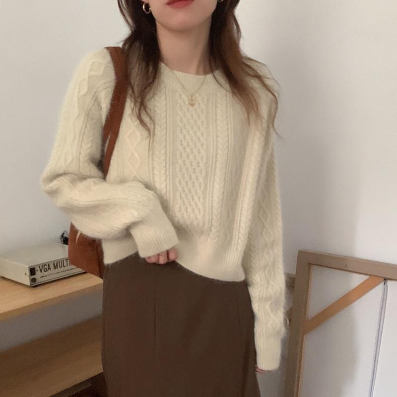 ニット レディース 秋冬 韓国風 レトロ やわらかい 肌触り プルオーバー セーター トップス 厚手 ゆっ..