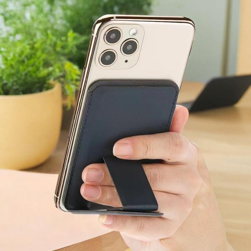 スマホ デスクスタンド カードケース 磁気吸着 マグネット式 バンカーリング機能 折りたたみ 携帯ホルダー 貼り付け 薄型 PUレザー カード入れ ブラック イエロー ブルー レッド ブラウン グリーン クロコダイル柄