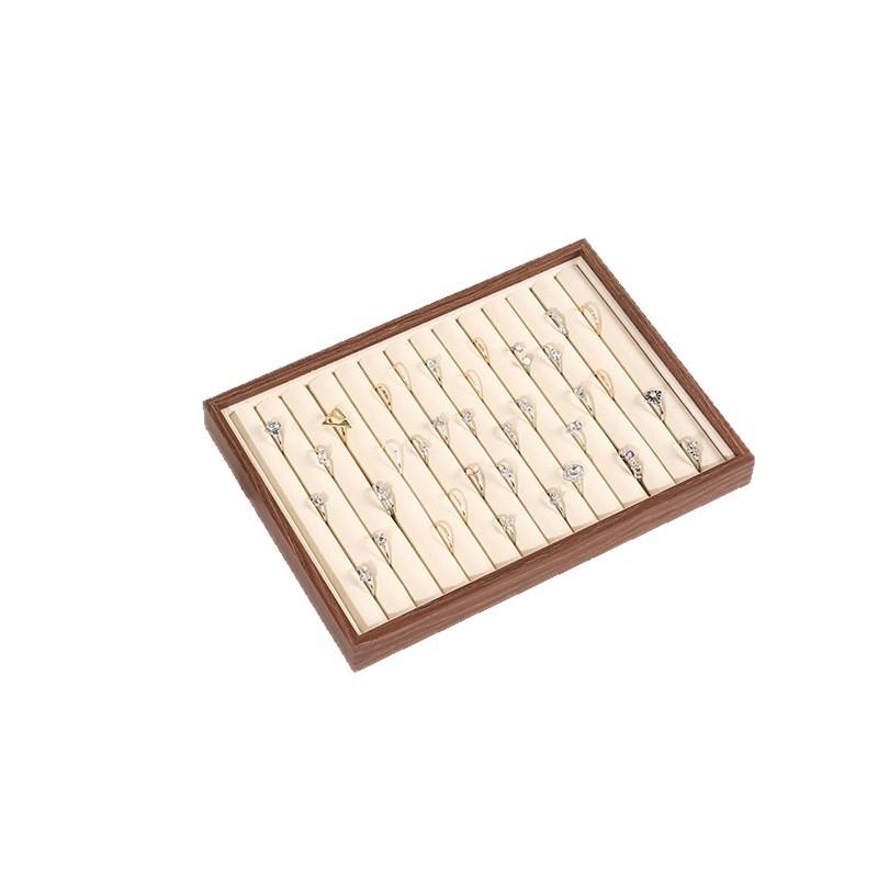 アクセサリートレイ ベロア調 指輪 ピアス ネックレス ブレスレット コスメ収納 胡桃木 ジュエリーボッ..